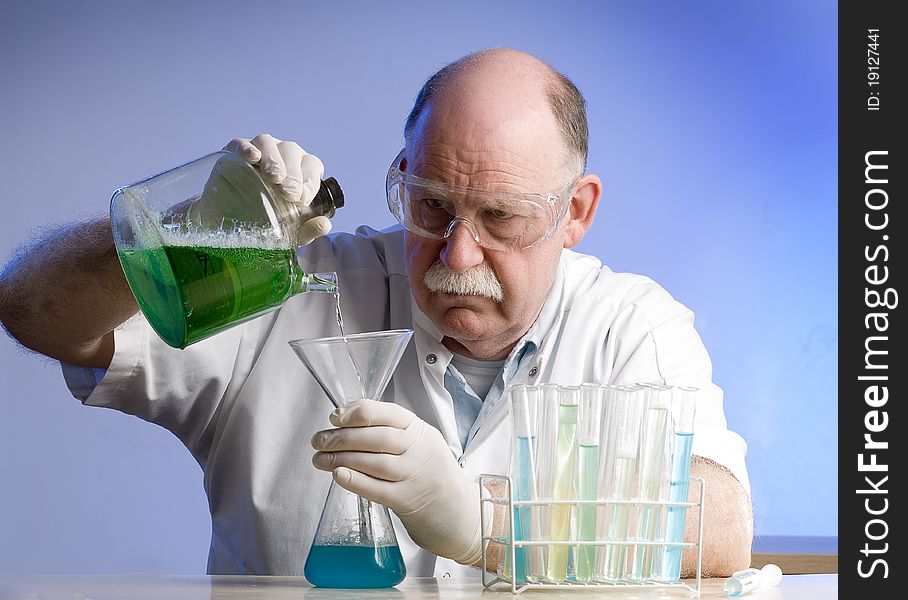 Scientist working with chemicals