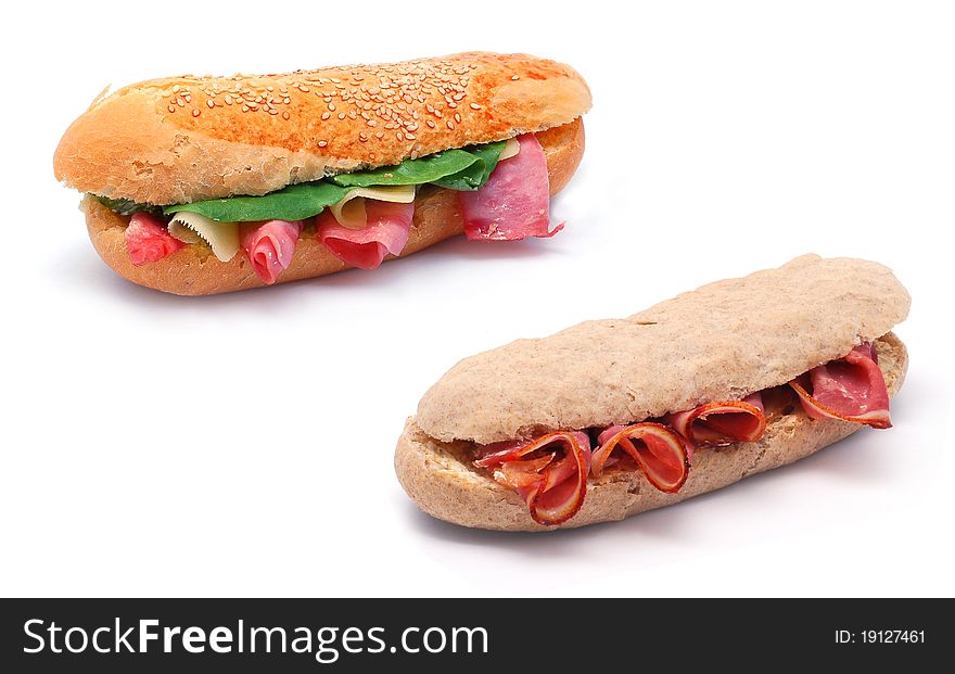 Two sandwiches isolated on white