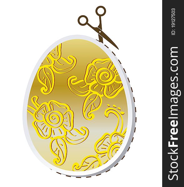 Golden easter egg with floral decoration.