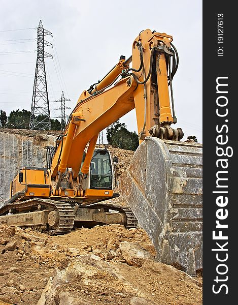 Construction machinery to excavate ground. Construction machinery to excavate ground