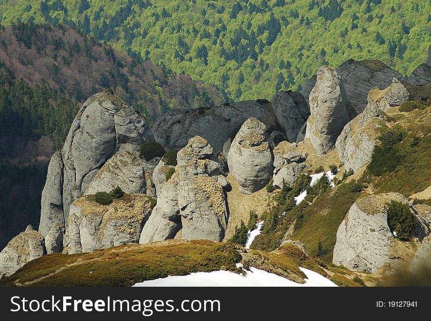 Cliffs And Forest In Ciucas Mountains