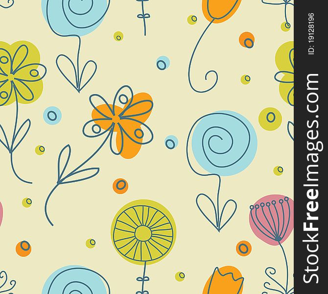 Vintage flowers. Seamless pattern