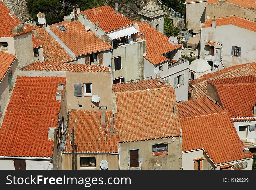 House roofs in Bonifacio, Corsica