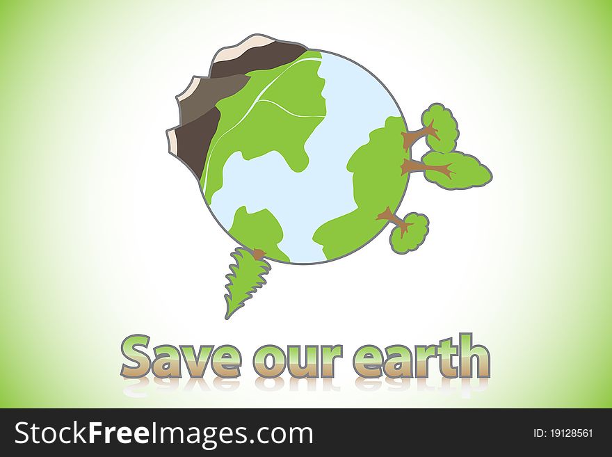 Green globe on white background (eco concept illustration)