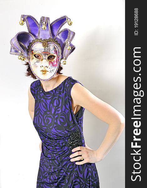 Girl in a Venetian mask isolated