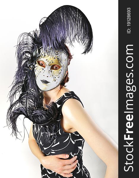Girl In A Venetian Mask Isolated