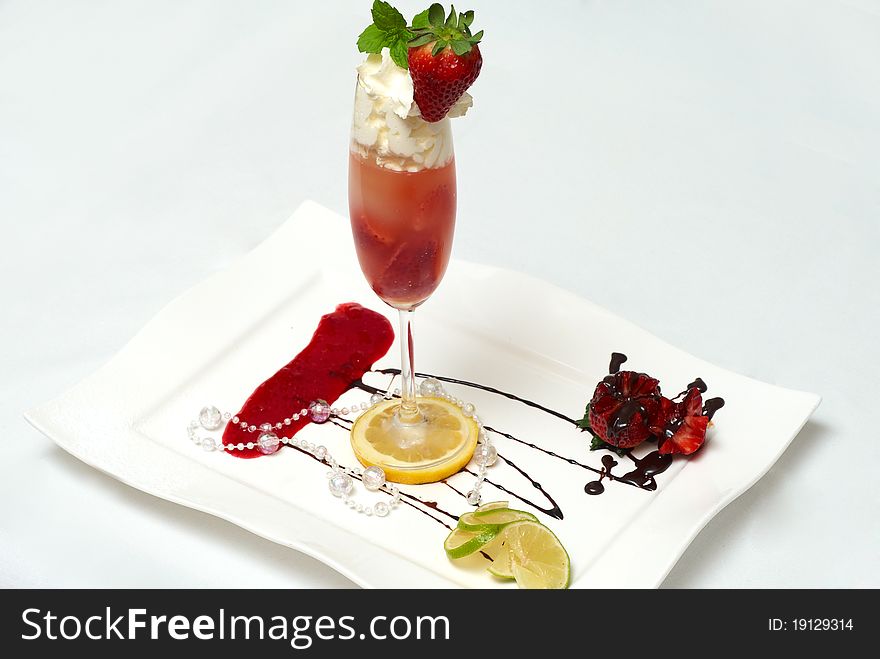 Strawberry dessert in a glass