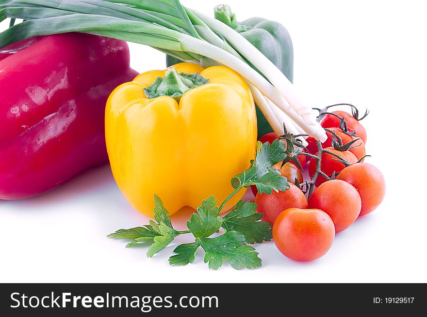 Greens, Cherry Tomatoes And Pepper