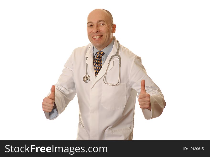 A hospital doctor on white background