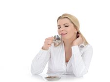 Pretty Business Woman Drinking Cup Of Coffee Stock Photos Pretty Business Woman Drinking Cup Of Coffee Stock Photos