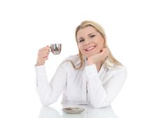 Pretty Business Woman Drinking Cup Of Coffee Stock Images