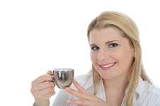 Pretty Business Woman Drinking Cup Of Coffee Royalty Free Stock Images