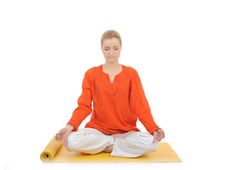 Series Or Yoga Photos. Woman Meditating Stock Photo