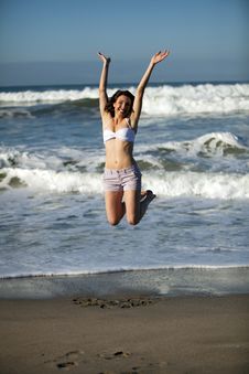 Woman At Beach Stock Photo