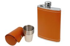 Whisky Flask And Portable Set Of Cups Stock Photography Whisky Flask And Portable Set Of Cups Stock Photography