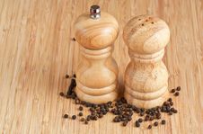 Salt And Pepper Grinders On A Table Stock Photos Salt And Pepper Grinders On A Table Stock Photos
