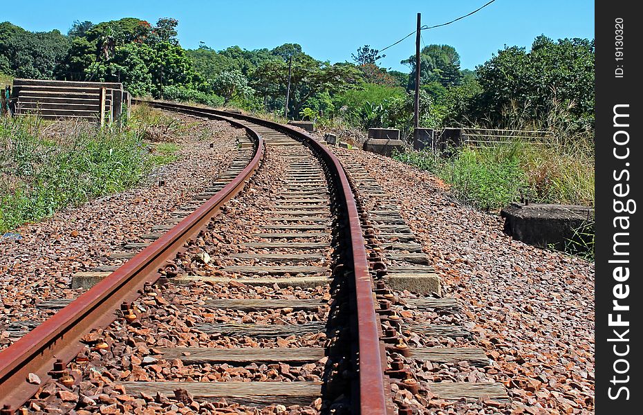 Rusty railway lines in the country