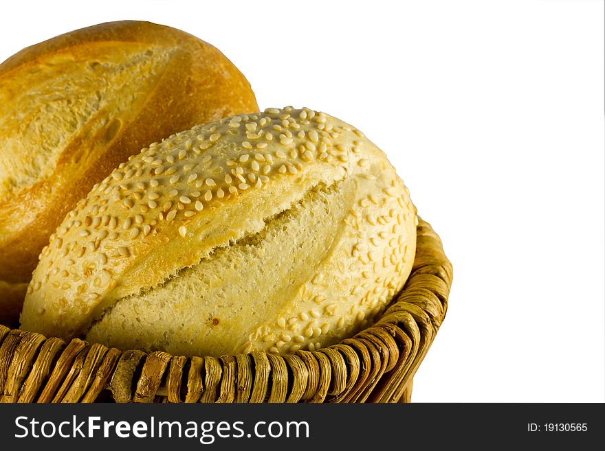 Two fresh breads isolated on white
