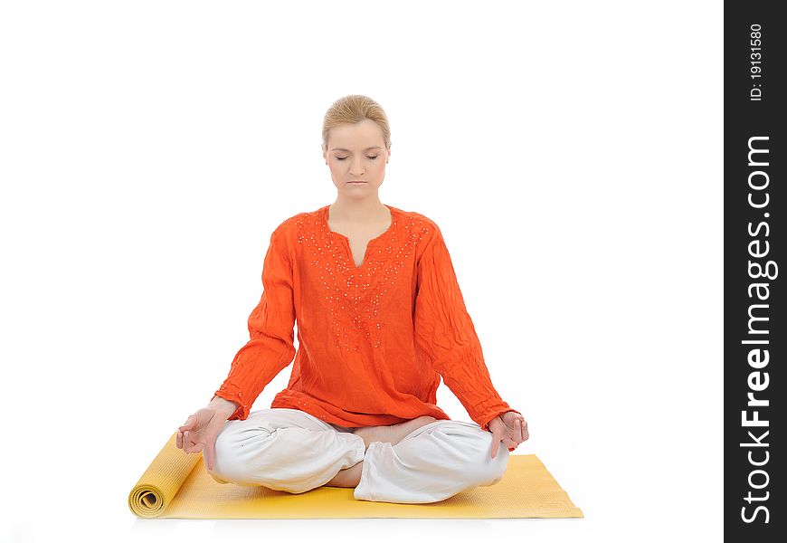 Series Or Yoga Photos. Woman Meditating