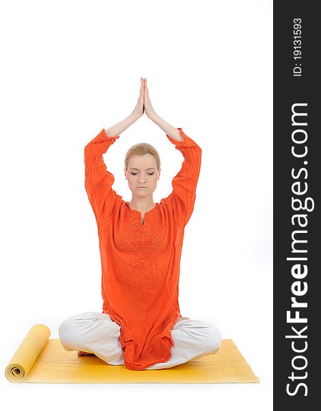 Series or yoga photos. woman meditating