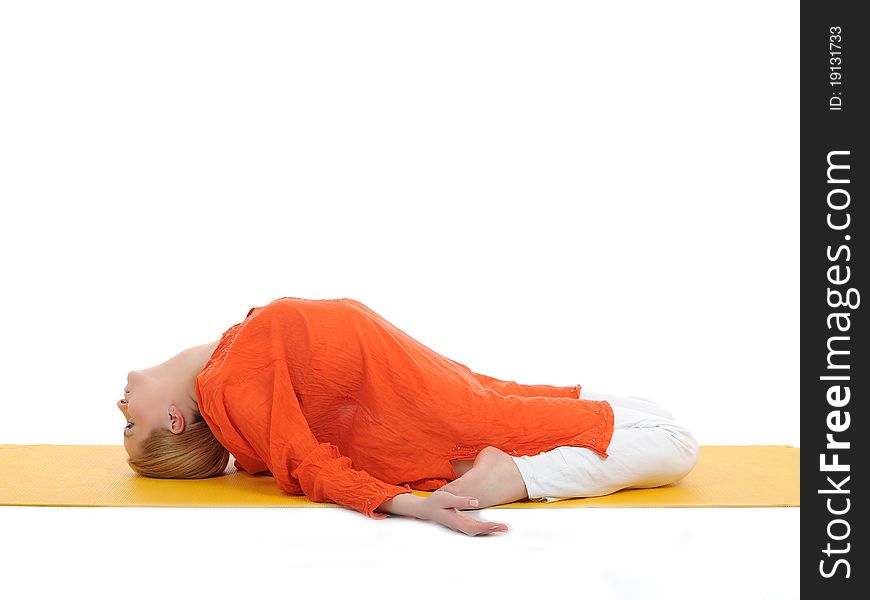 Series Or Yoga Photos.young Woman In Fish Pose