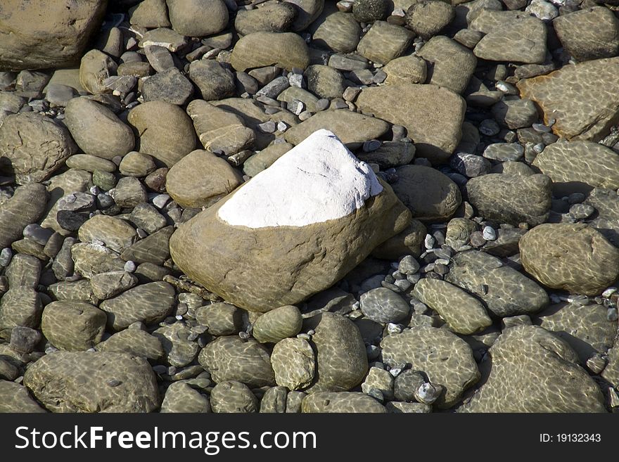 Stone under transparent water in the little river. Stone under transparent water in the little river