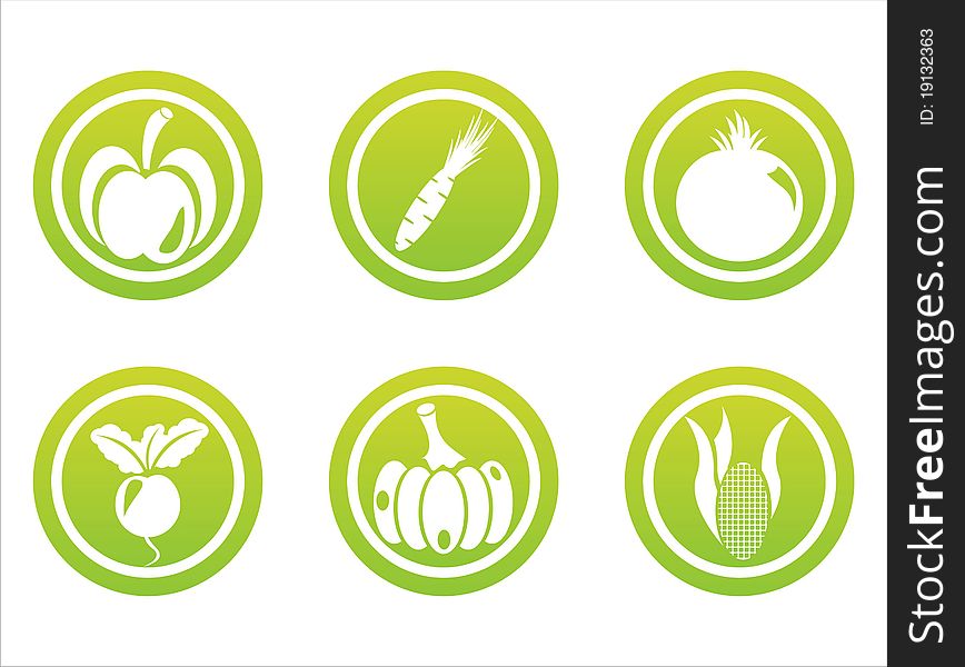 Set of 6 green vegetables signs