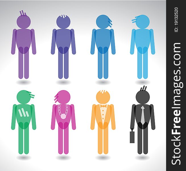 Illustration of colorful men silhouettes