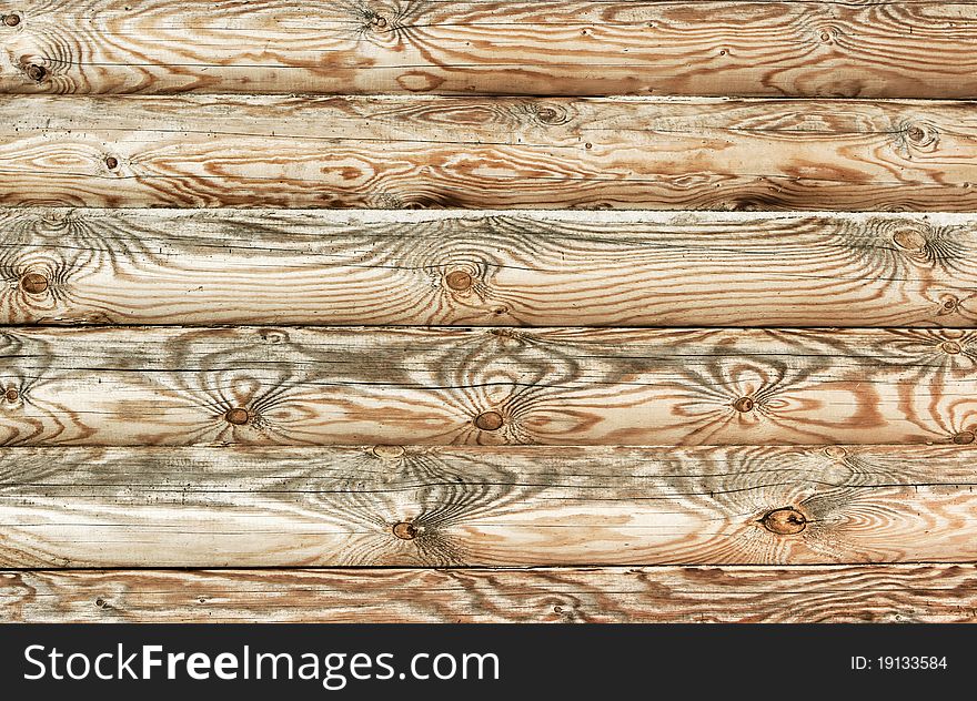 Closeup of wall made of logs. Closeup of wall made of logs