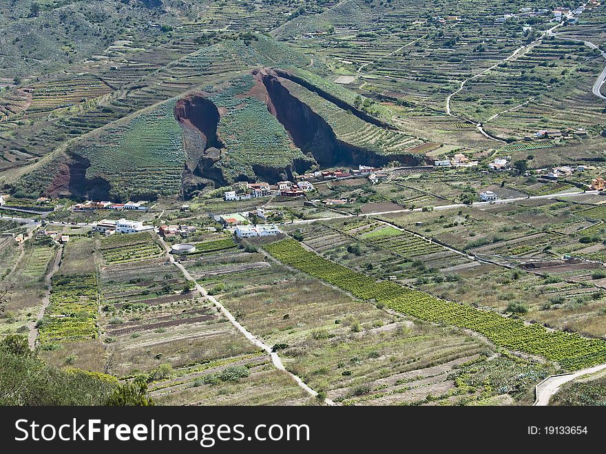 Mountain where land for cultivation has been extracted in the municipality of the silos on the island of Tenerife Spain. Mountain where land for cultivation has been extracted in the municipality of the silos on the island of Tenerife Spain