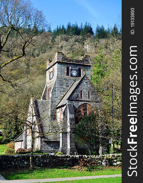 A typical Welsh church in the village of Betws y coed. A typical Welsh church in the village of Betws y coed