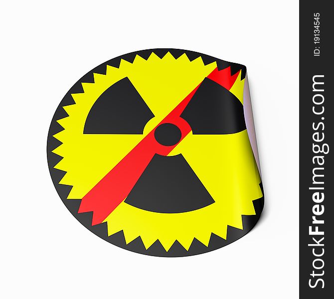 High resolution image of a sticker with crossed out radioactive symbol. Conceptual image for nuclear power phaseout or nuclear risk. High resolution image of a sticker with crossed out radioactive symbol. Conceptual image for nuclear power phaseout or nuclear risk.