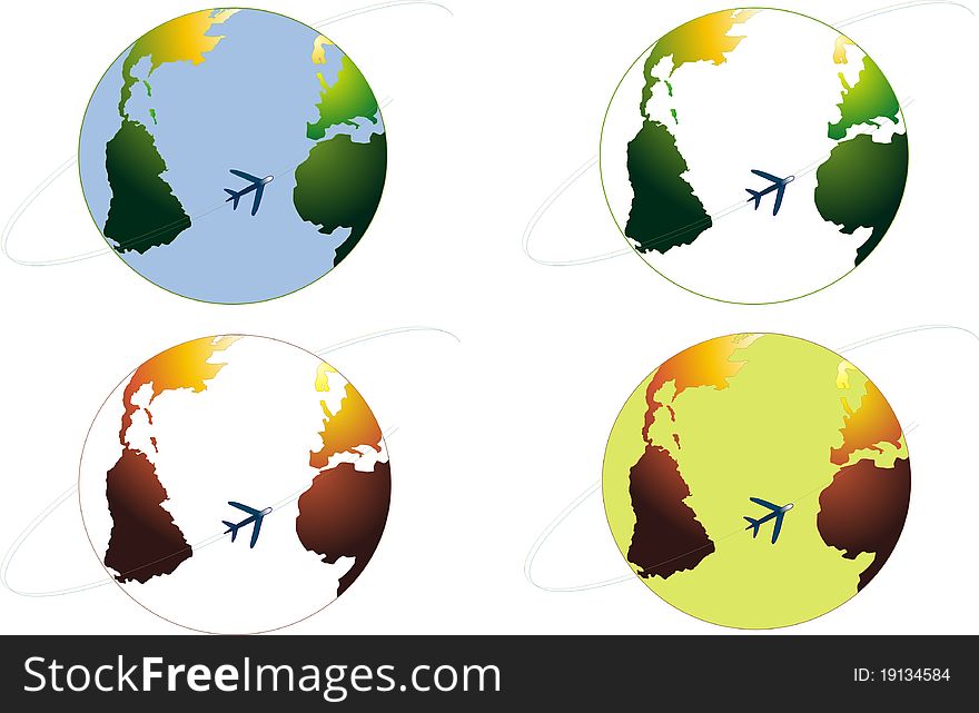 Four icons of the planet Earth. Vector illustration. Four icons of the planet Earth. Vector illustration.