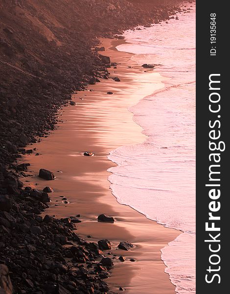 Romantic  coastline at the Fuerteventura island