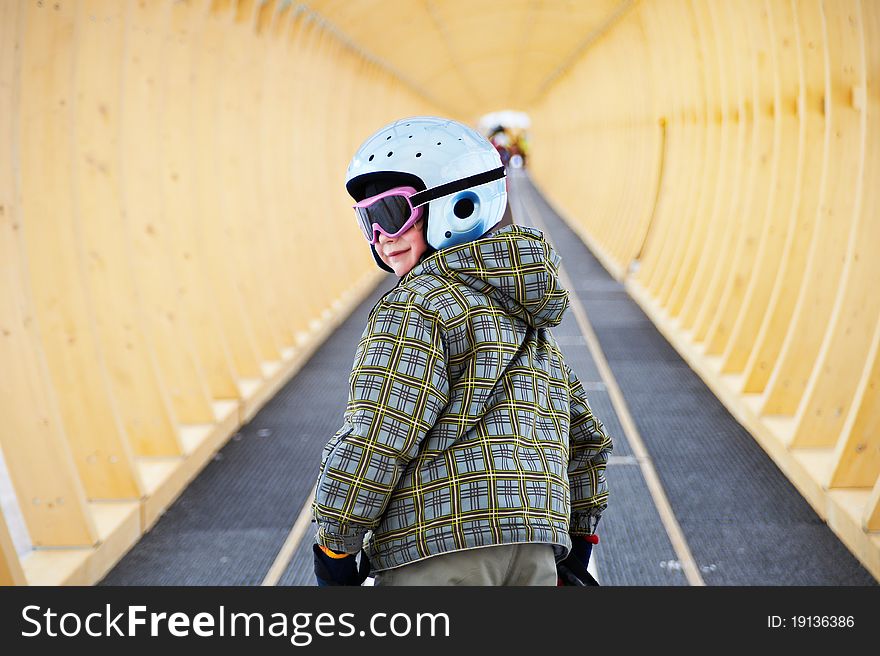 Little Skier On A Children S Lift