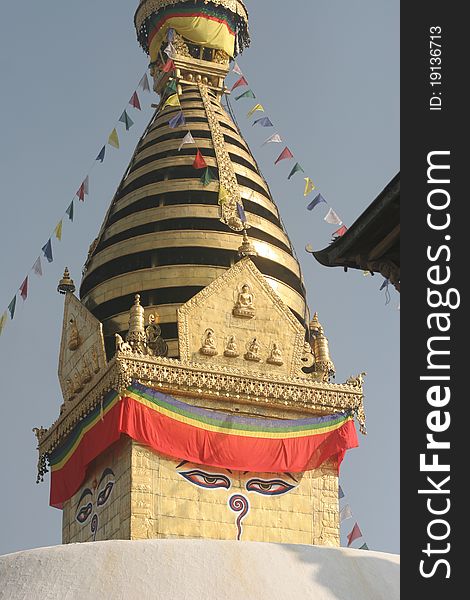 Large stupa (Monkey Temple) in Kathmandu, Nepal