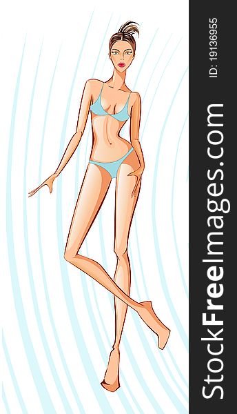 Girl in a bathing suit. vector Illustration