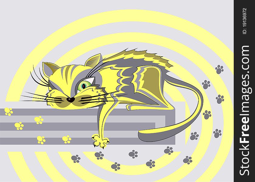 Cartoon cat colorful. Fantasy vector illustration. Cartoon cat colorful. Fantasy vector illustration