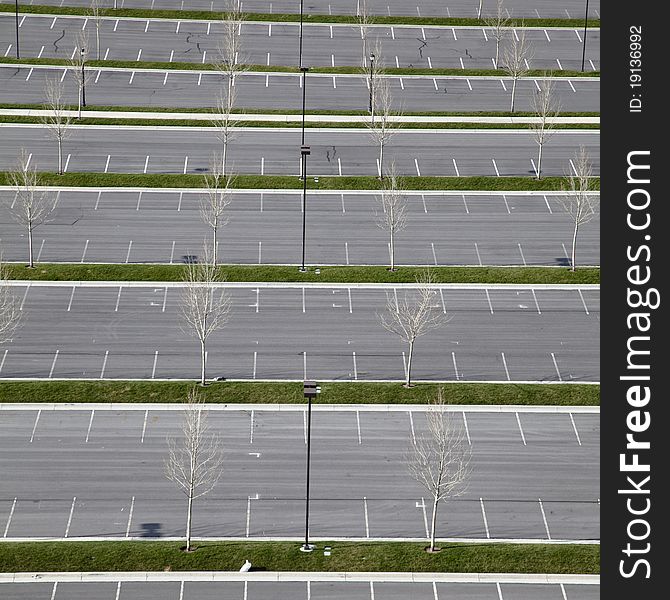 View of a large empty car park. View of a large empty car park