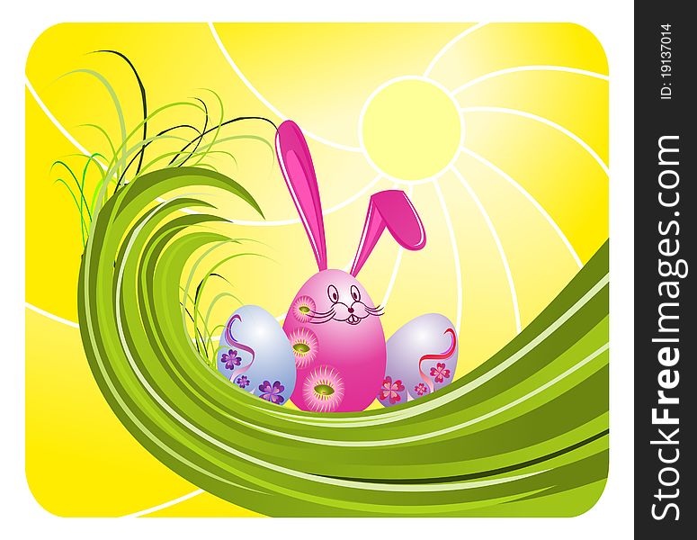 Happy Easter green round card. vector. Happy Easter green round card. vector