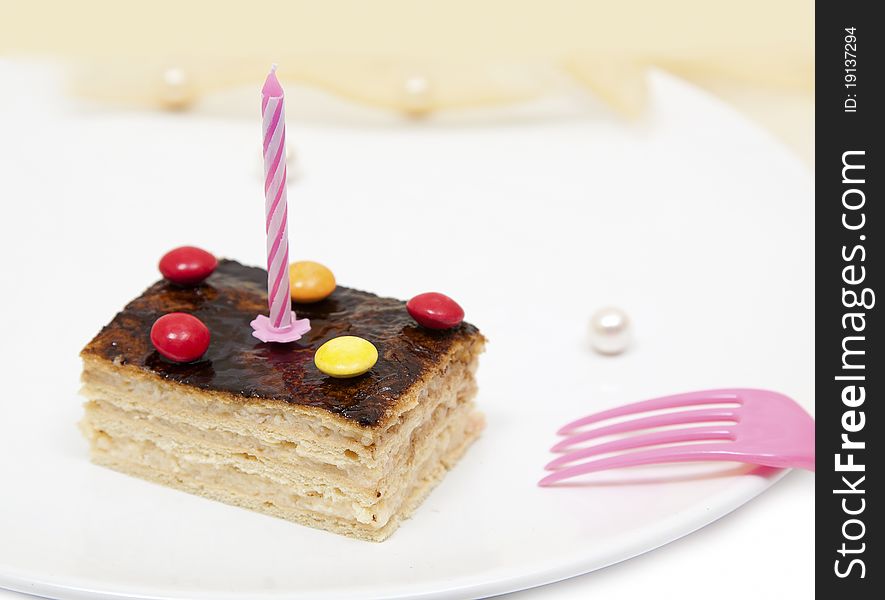 Happy birthday with a delicious cake. Happy birthday with a delicious cake