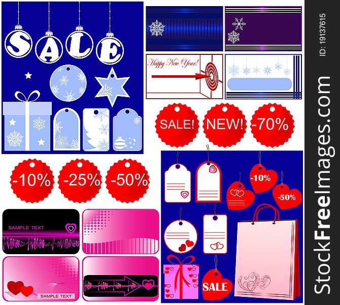 Set of Christmas and Valentine's day price tags and labels. Set of Christmas and Valentine's day price tags and labels.
