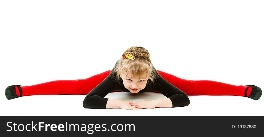 A girl doing arch exercise isolated in a white background. A girl doing arch exercise isolated in a white background