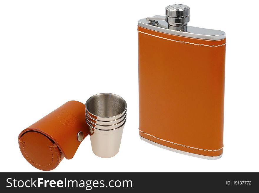 Whisky flask and portable set of cups