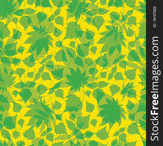 Seamless green floral pattern with leafs (From my big Seamless collection)