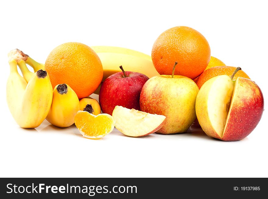 Fresh fruits isolated on a white background
