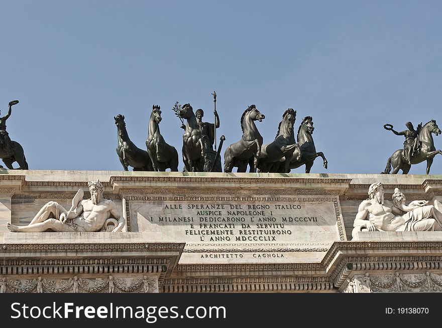 Arco della PaceMilan. historic arch in Piazza Sempione