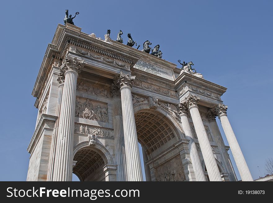 Arco della PaceMilan. historic arch in Piazza Sempione