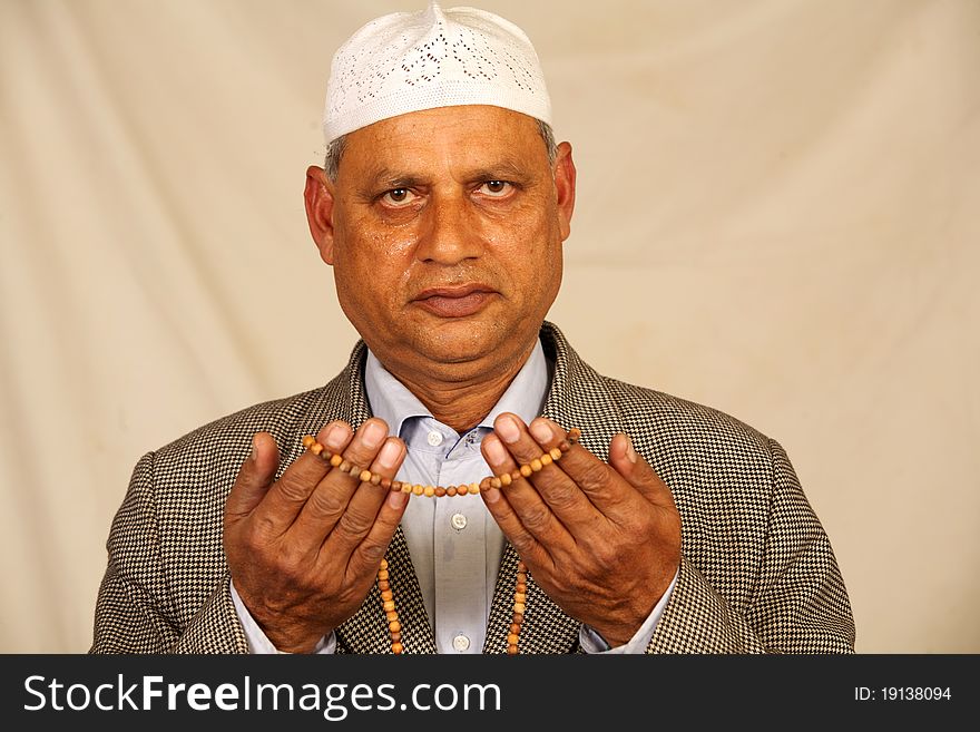 Hands with muslim prayer beads. Hands with muslim prayer beads