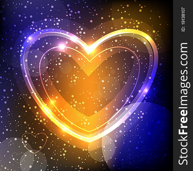 Digital neon heart. Vector illustration. Digital neon heart. Vector illustration